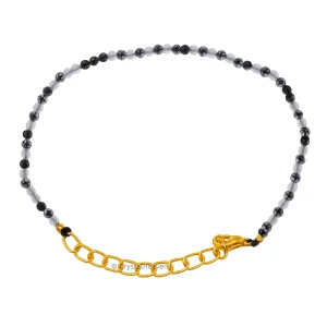 Black Rutilated Quartz Bracelets - 2mm Faceted Beads (Gold)