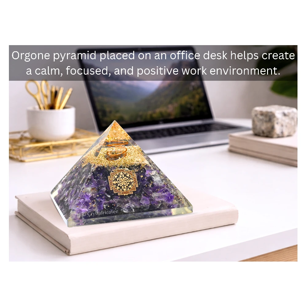 Amethyst Orgone Pyramid (Small Shri Yantra) - Image 4