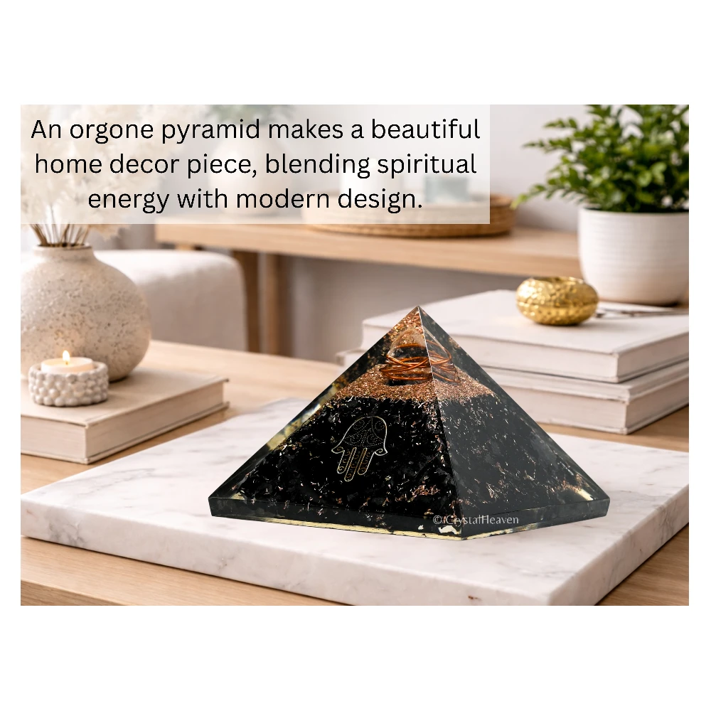 Black Tourmaline Orgone Pyramid (Samll Hamsa) - Image 6