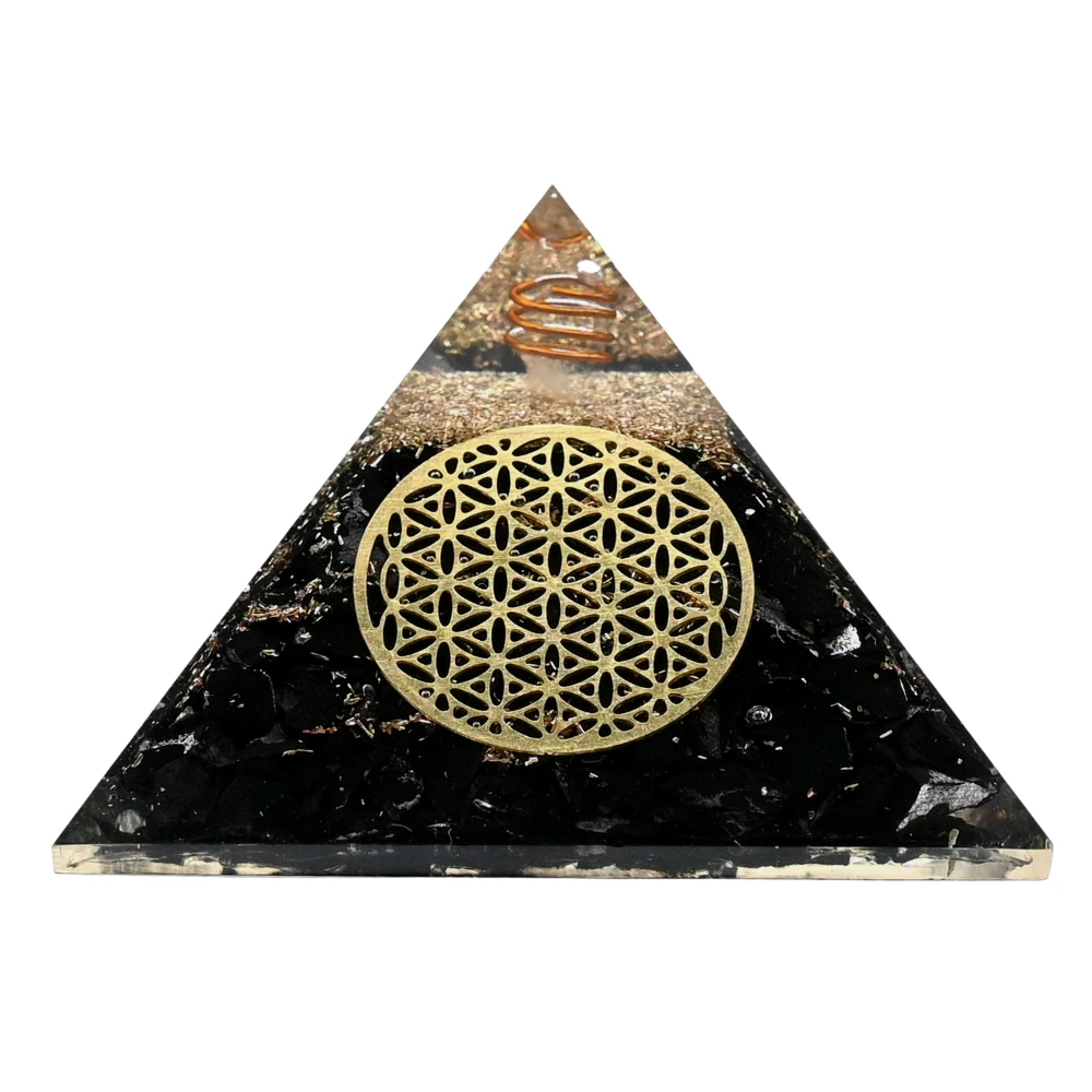 Black Tourmaline Orgone Pyramid (Flower Of Life) - Image 2