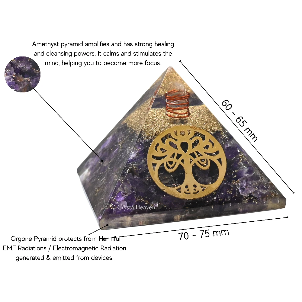 Amethyst Orgone Pyramid (Round tree Of Life) - Image 3