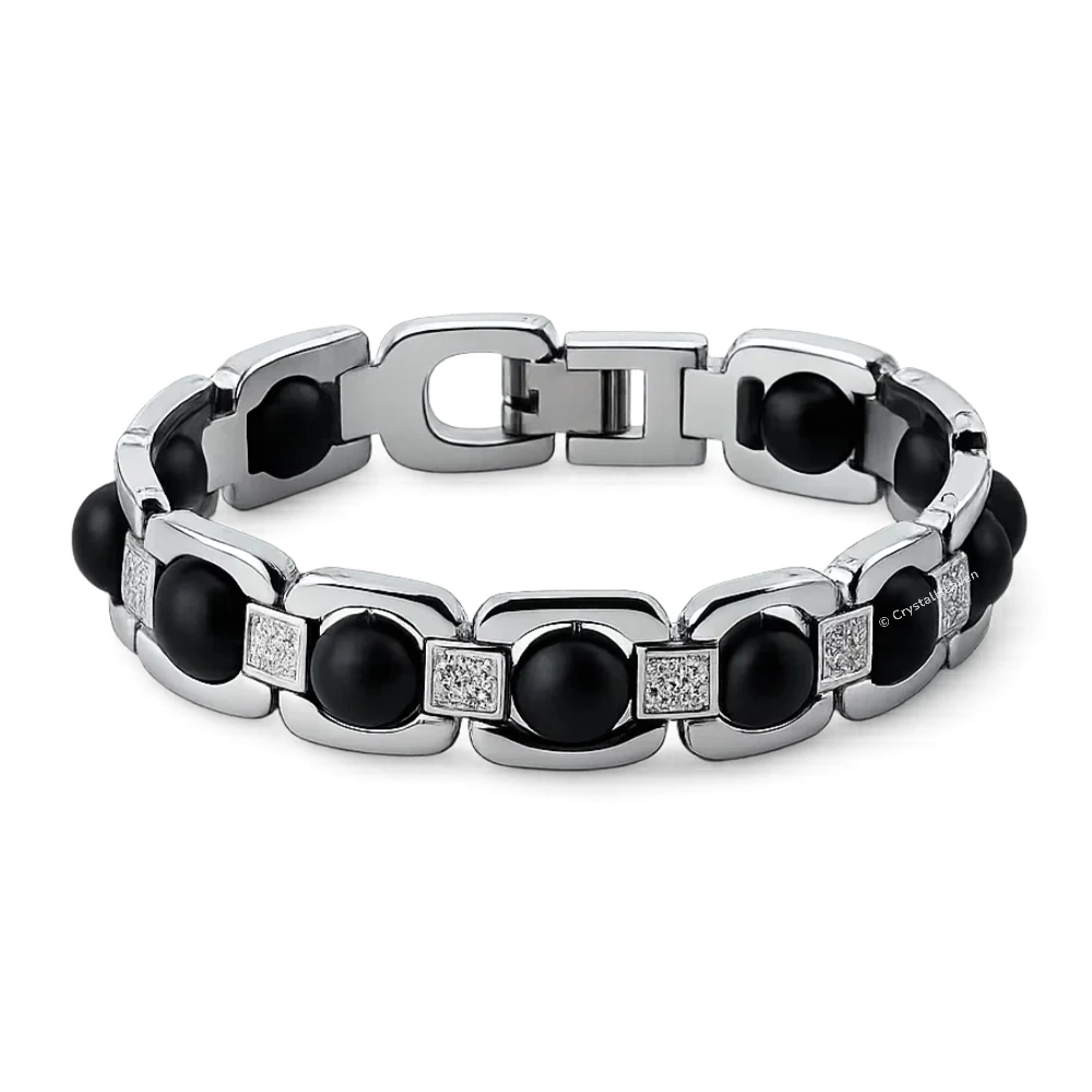 6mm Karungali Bracelet - Premium Silver Chain