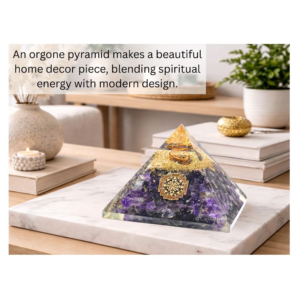 Amethyst Orgone Pyramid (Small Shri Yantra) - Image 6