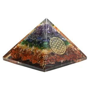 7 Chakra Orgone Pyramid (Small Flower Of Life)