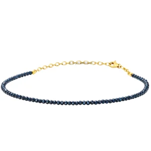 Blue Sunstone Dyed Bracelets - 2mm Faceted Beads (Gold)