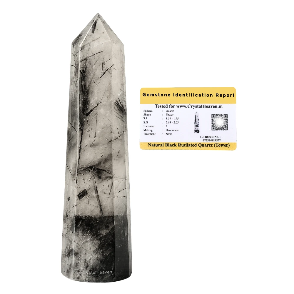 Black Rutilated Quartz Crystal Tower (2" to 3" inch) - Image 2