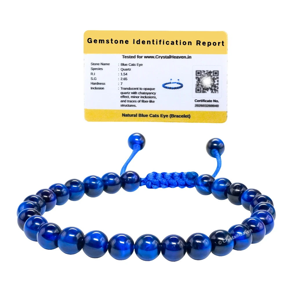 Blue Cats Eye Healing Crystal Bracelets - 6mm Beads (Adjustable) - Image 2