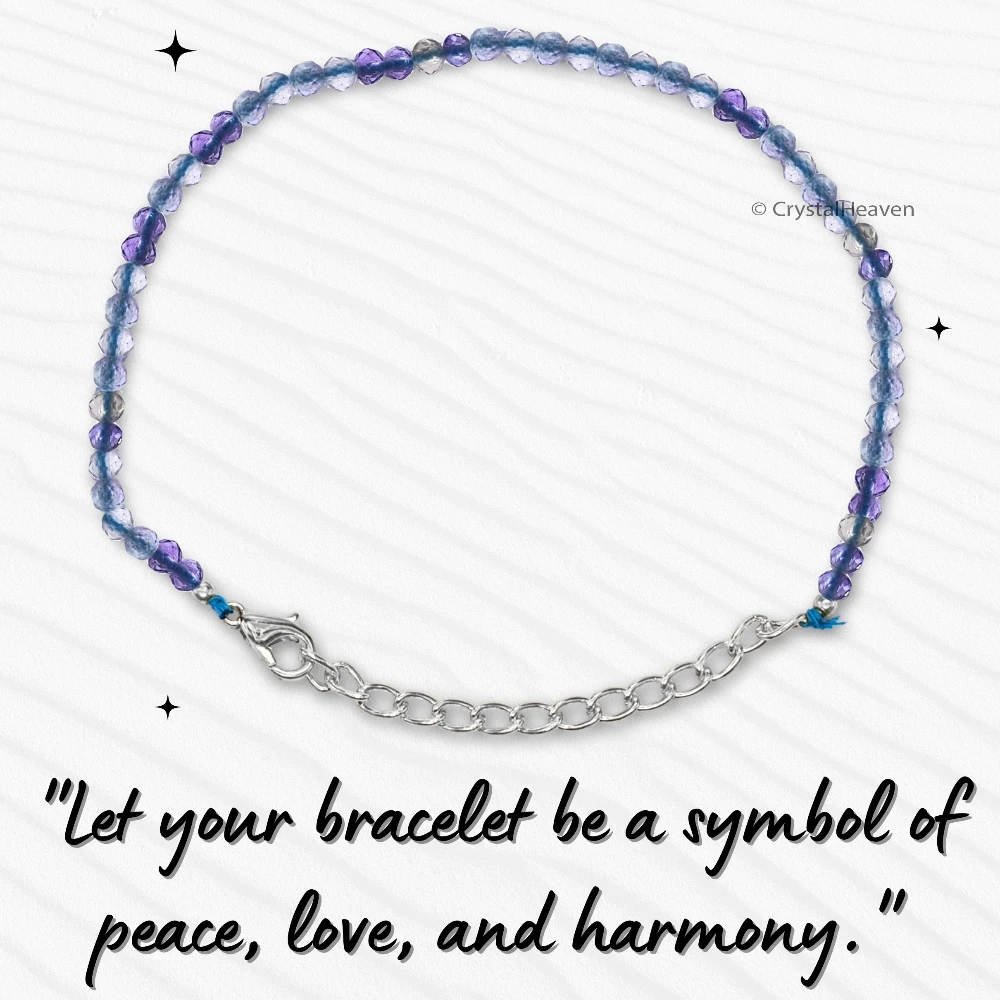 Blue Fluorite Bracelets - 2mm Faceted Beads (Silver) - Image 5