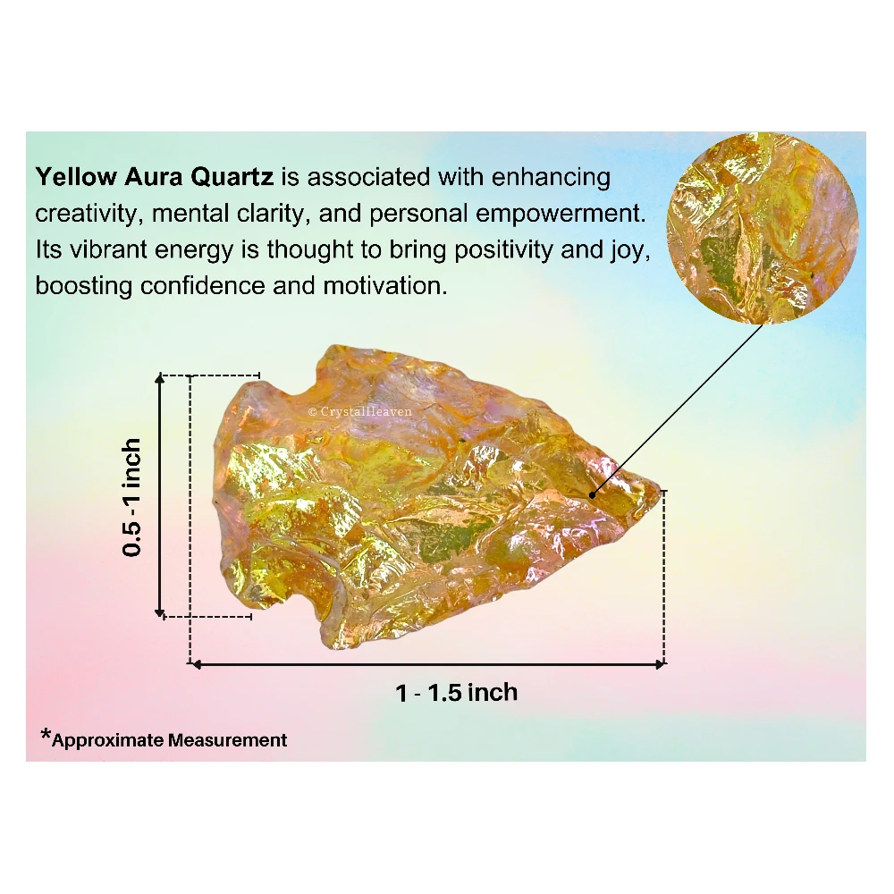 Yellow Aura Quartz Arrowhead - 1" to 1.5" (25 Pieces) - Image 4