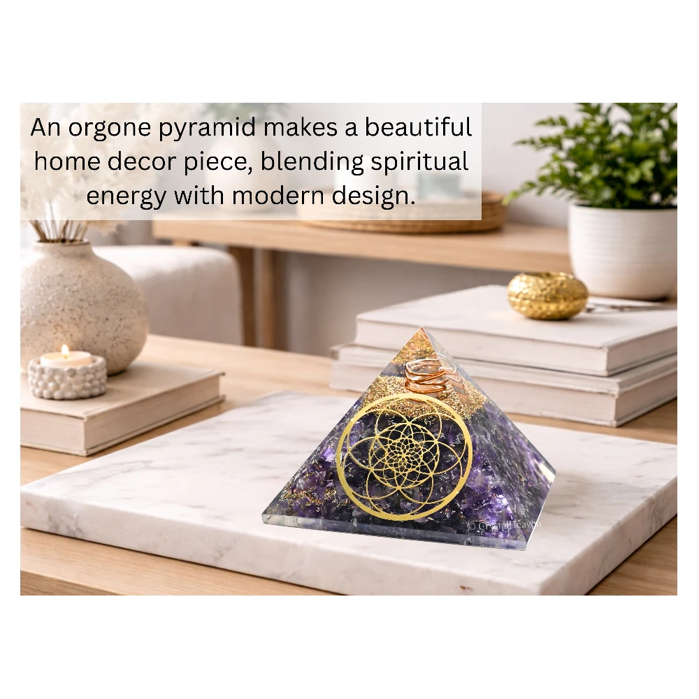 Amethyst Orgone Pyramid (Seed Of Life) - Image 6