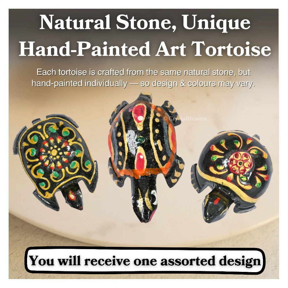 Black Agate Crystal Gemstone Hand Painted Tortoise (2-3 Inch) - Image 3