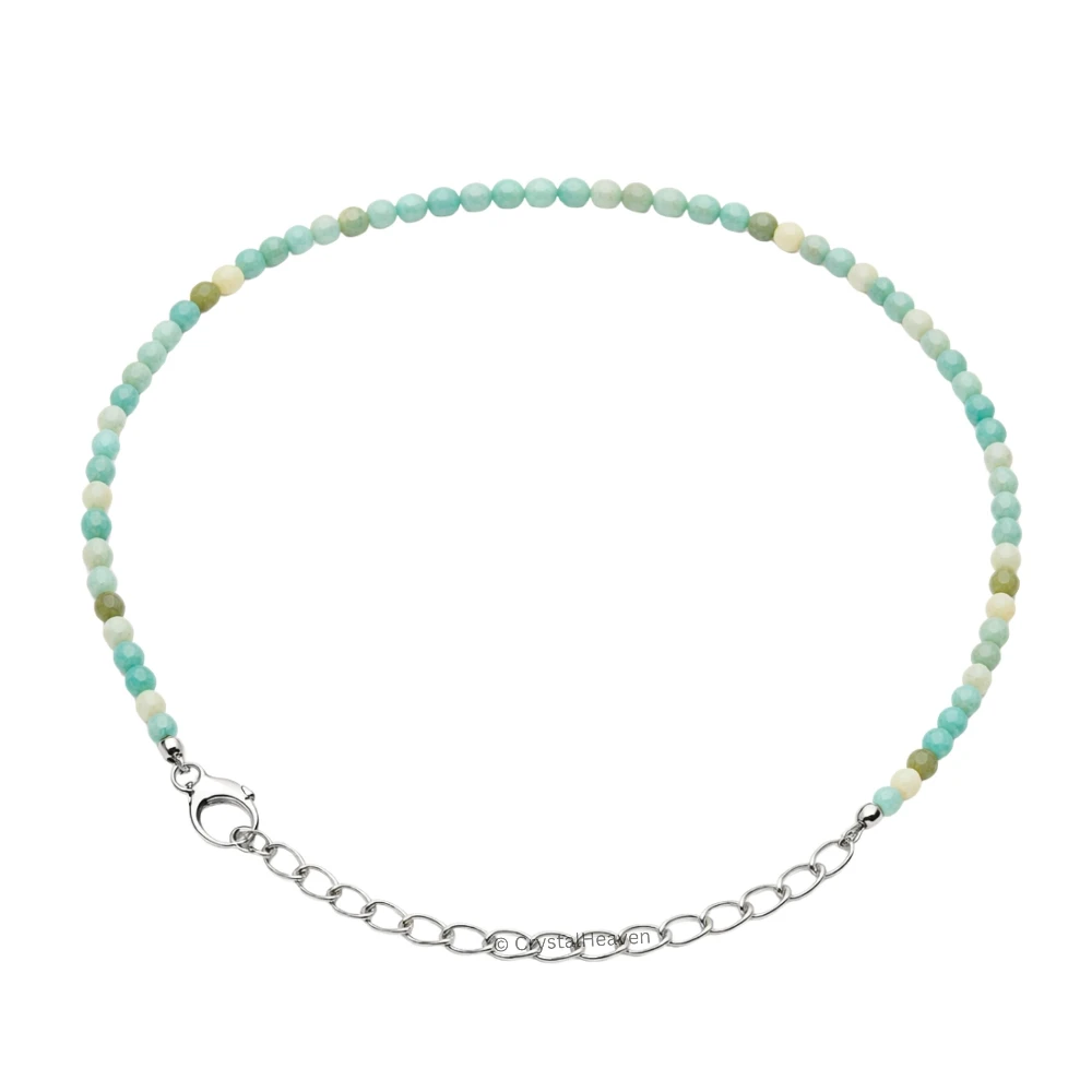 Amazonite Bracelets - 2mm Faceted Beads (Silver)
