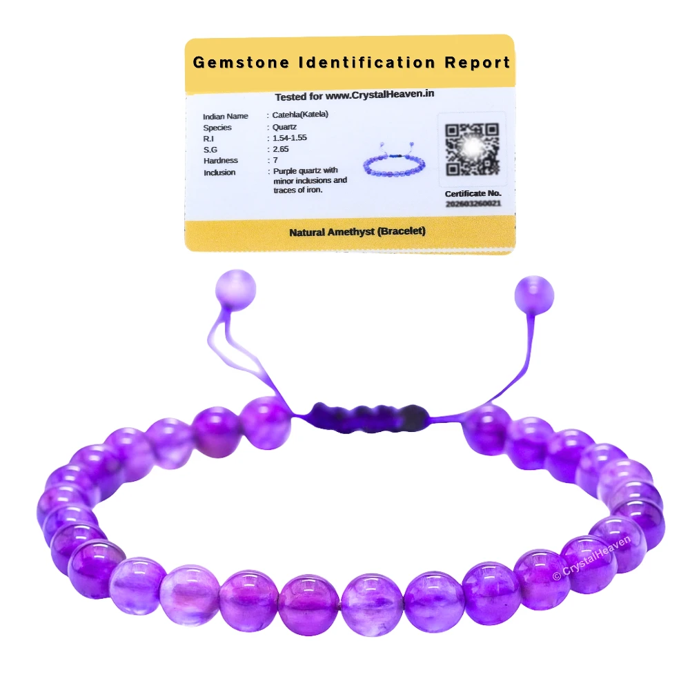 Amethyst Healing Crystal Bracelets - 6mm Beads (Adjustable) - Image 2