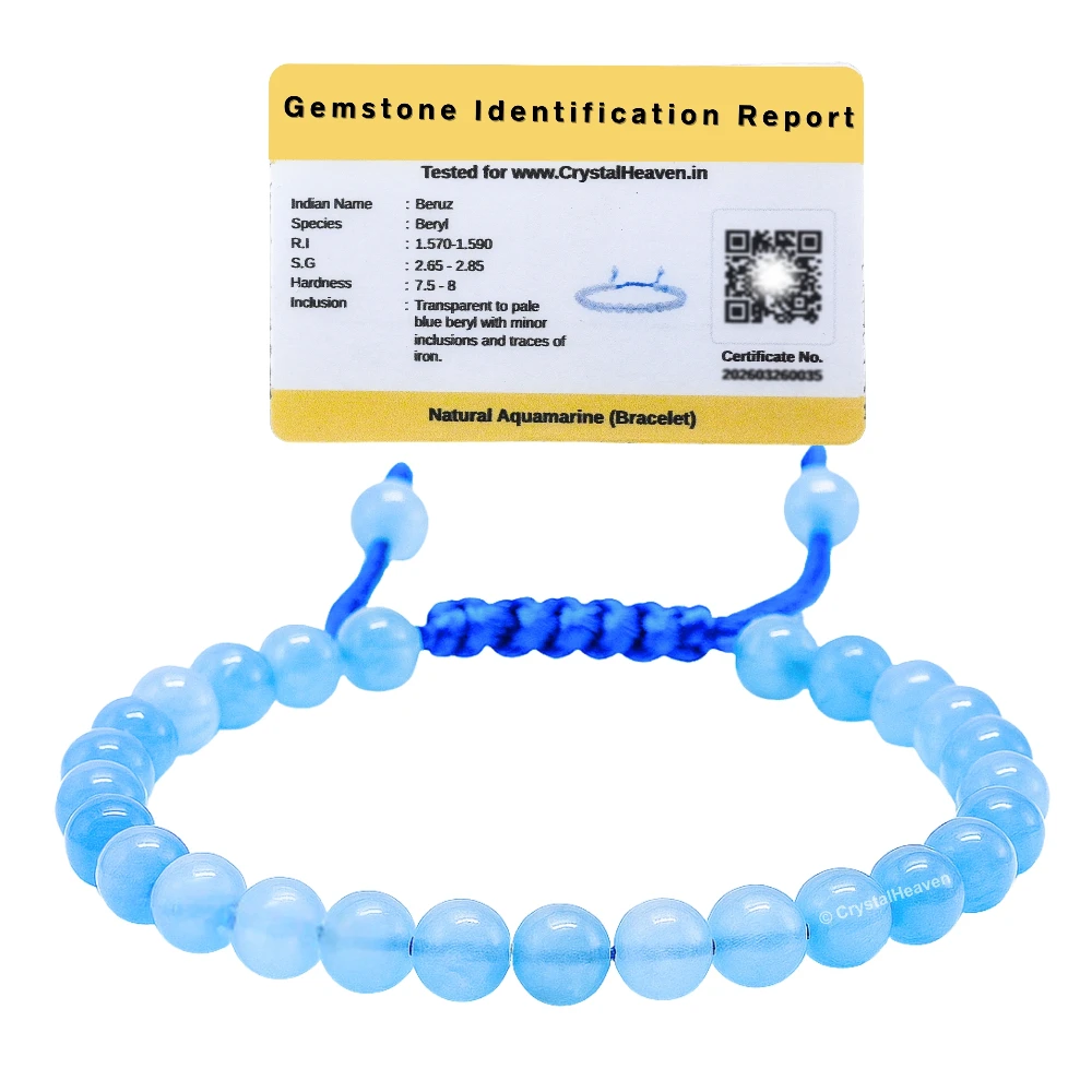 Aquamarine Healing Crystal Bracelets - 6mm Beads (Adjustable) - Image 2