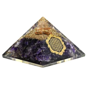 Amethyst Orgone Pyramid (Lotus Flower Of Life)