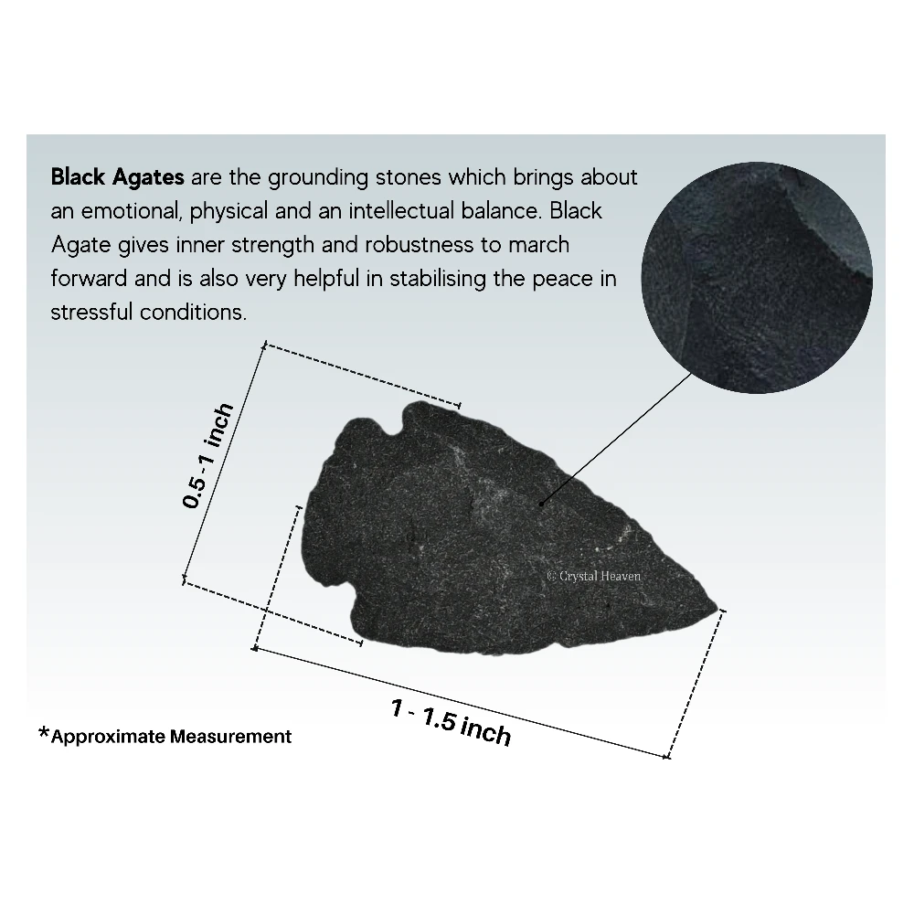 Black Agate Arrowhead - 1" to 1.5" (5 Pieces) - Image 2