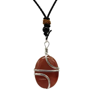 Carnelian Necklace - Spiral Oval (Silver)
