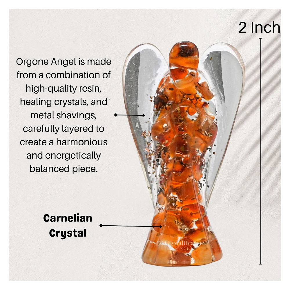 Carnelian Crystal Orgone Angel (2 Inch) - Image 3