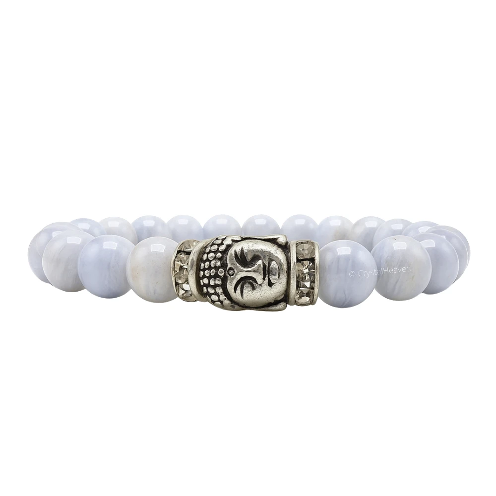 Blue Lace Agate Chakra with Buddha Bracelet (Elastic) - Image 8