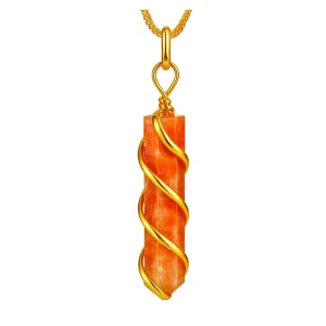 Sunstone Necklace - Spiral Pencil Point (Gold)