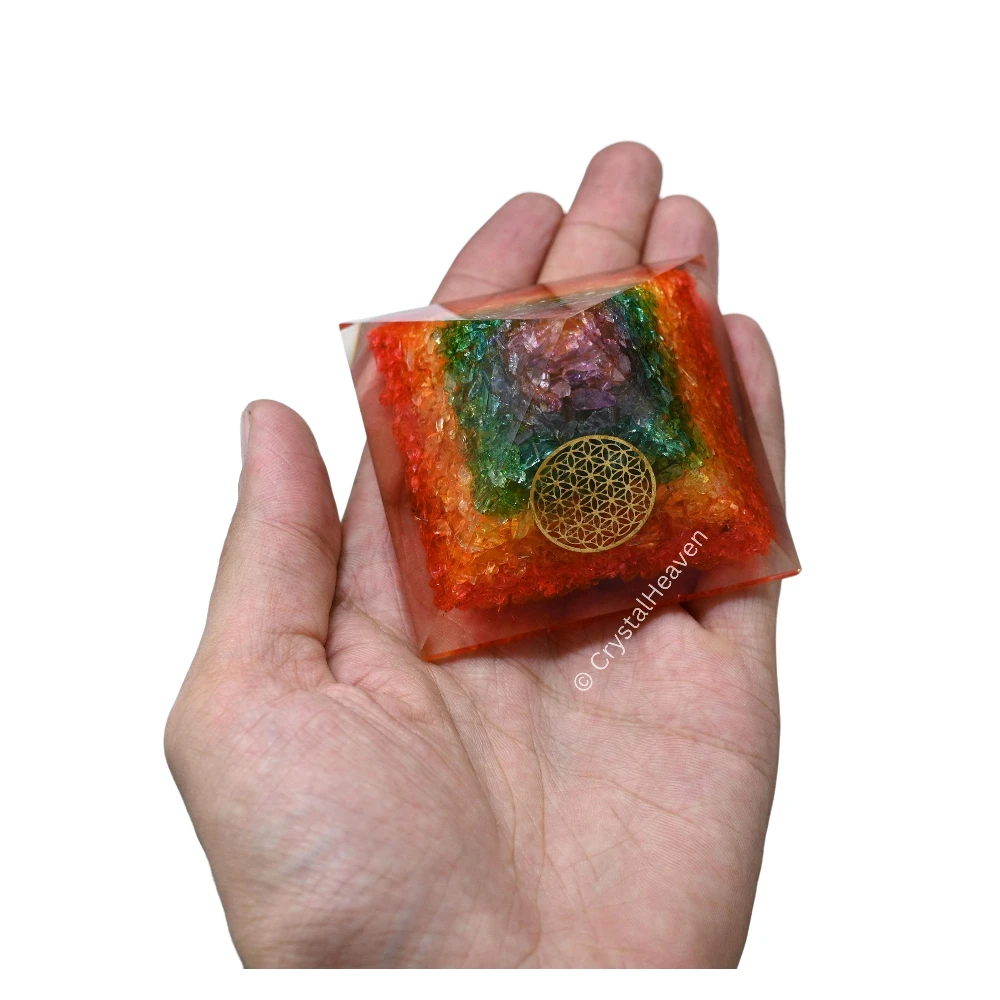 7 Chakra Onyx Orgone Pyramid (Flower Of Life) - Image 3