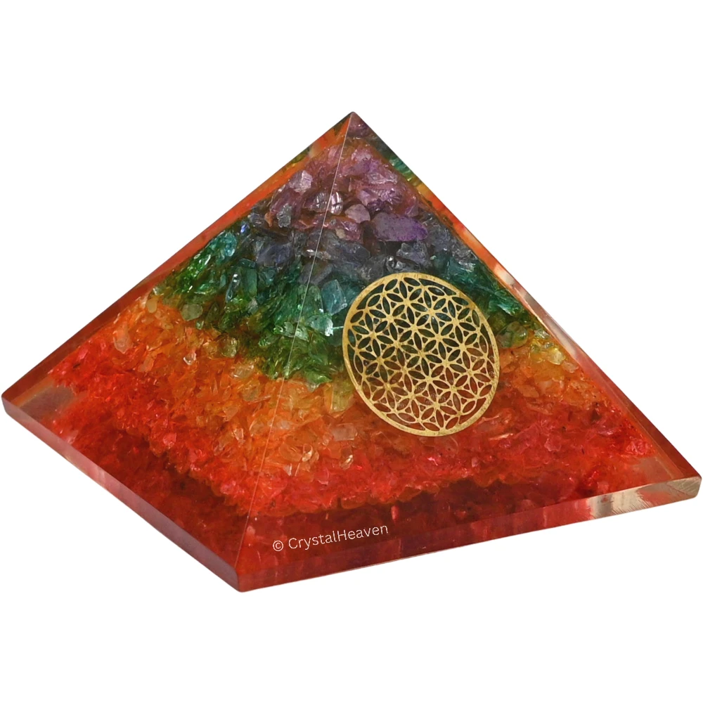 7 Chakra Onyx Orgone Pyramid (Flower Of Life)
