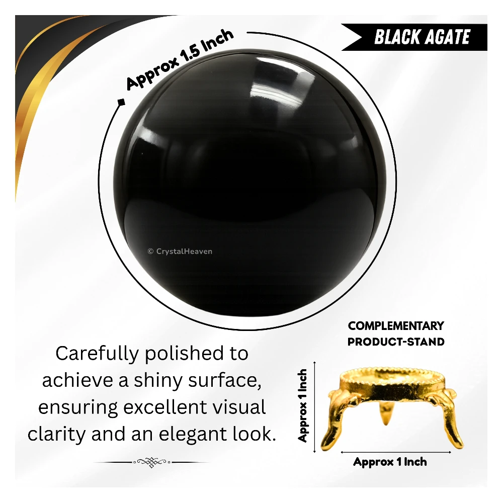 Black Agate Sphere (1.5 Inch) - Image 3