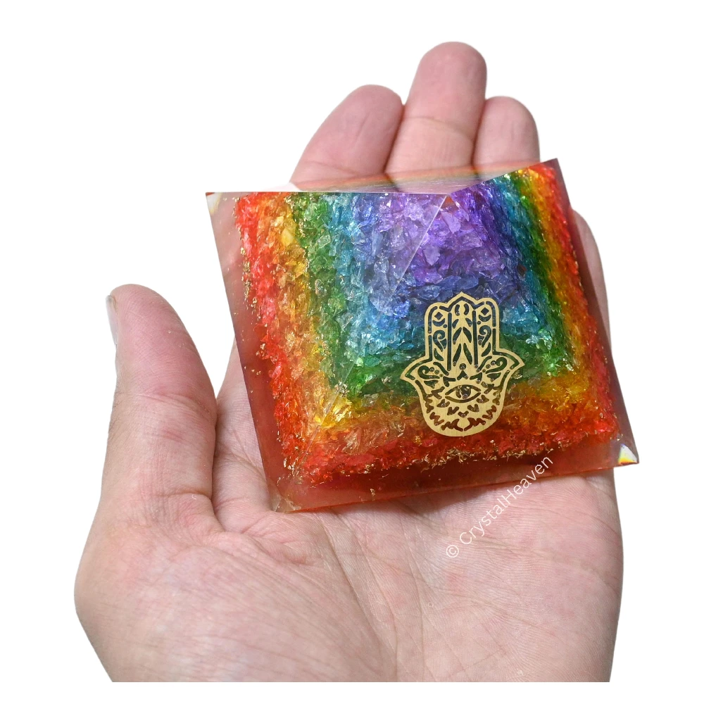 7 Chakra Onyx Orgone Pyramid (Hamsa) - Image 3