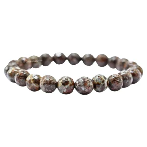 Brown Snowflake Obsidian Bracelet (Faceted-Stretchable)
