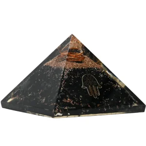 Black Tourmaline Orgone Pyramid (Samll Hamsa)