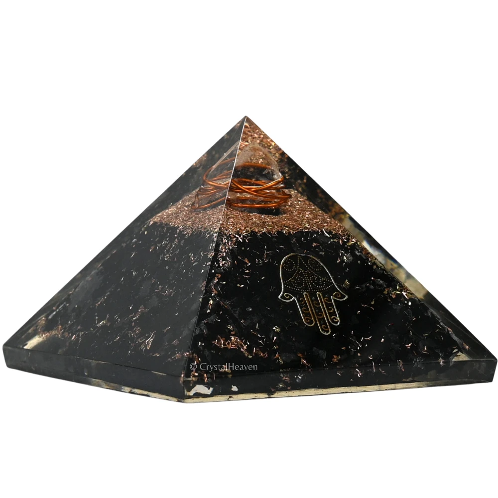 Black Tourmaline Orgone Pyramid (Samll Hamsa)