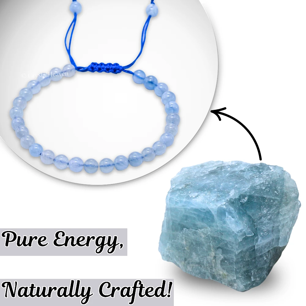 Aquamarine Healing Crystal Bracelets - 6mm Beads (Adjustable) - Image 6