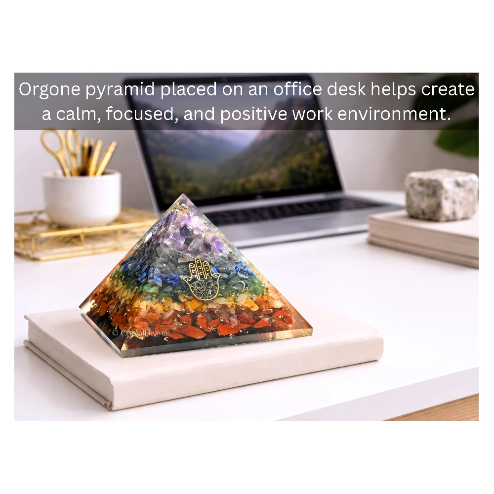 7 Chakra Orgone Pyramid (Small Hamsa) - Image 4