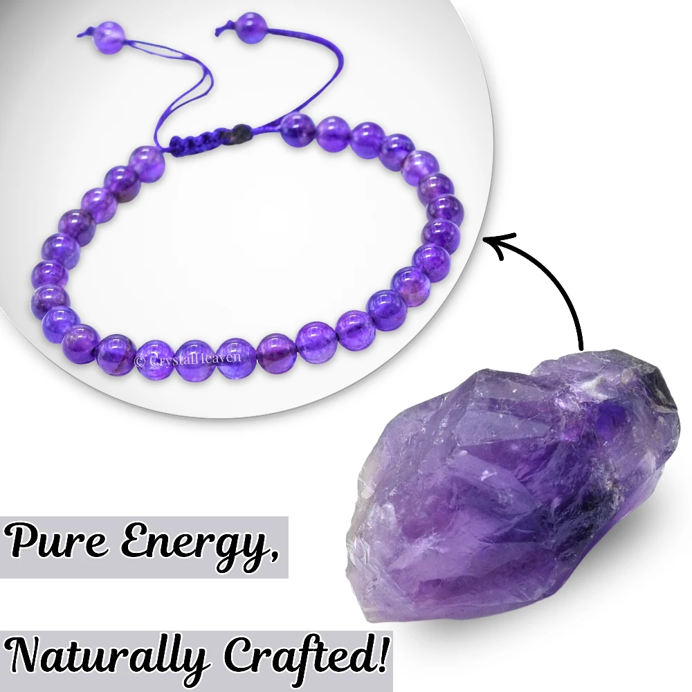 Amethyst Healing Crystal Bracelets - 6mm Beads (Adjustable) - Image 6