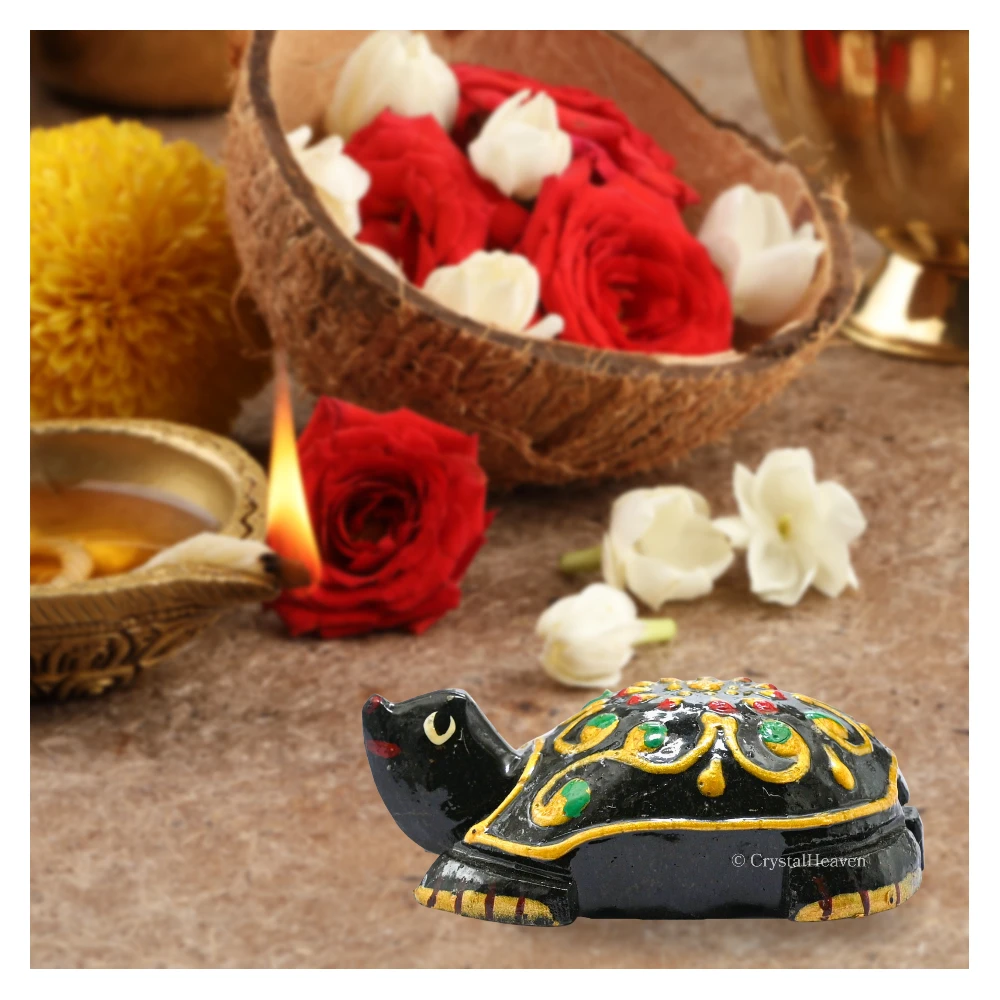 Black Agate Crystal Gemstone Hand Painted Tortoise (2-3 Inch) - Image 6