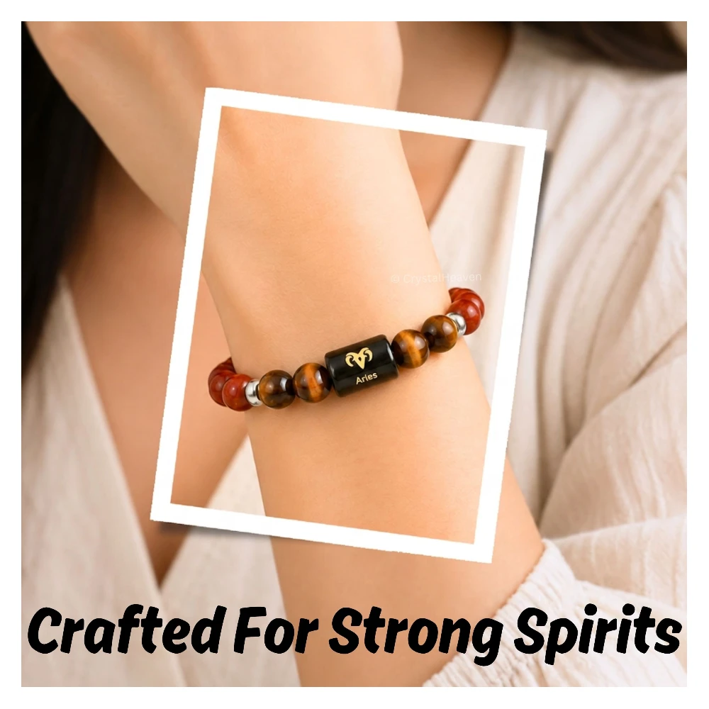 Aries Bracelet (मेष राशि) - Red Jasper & Tiger Eye - Image 5