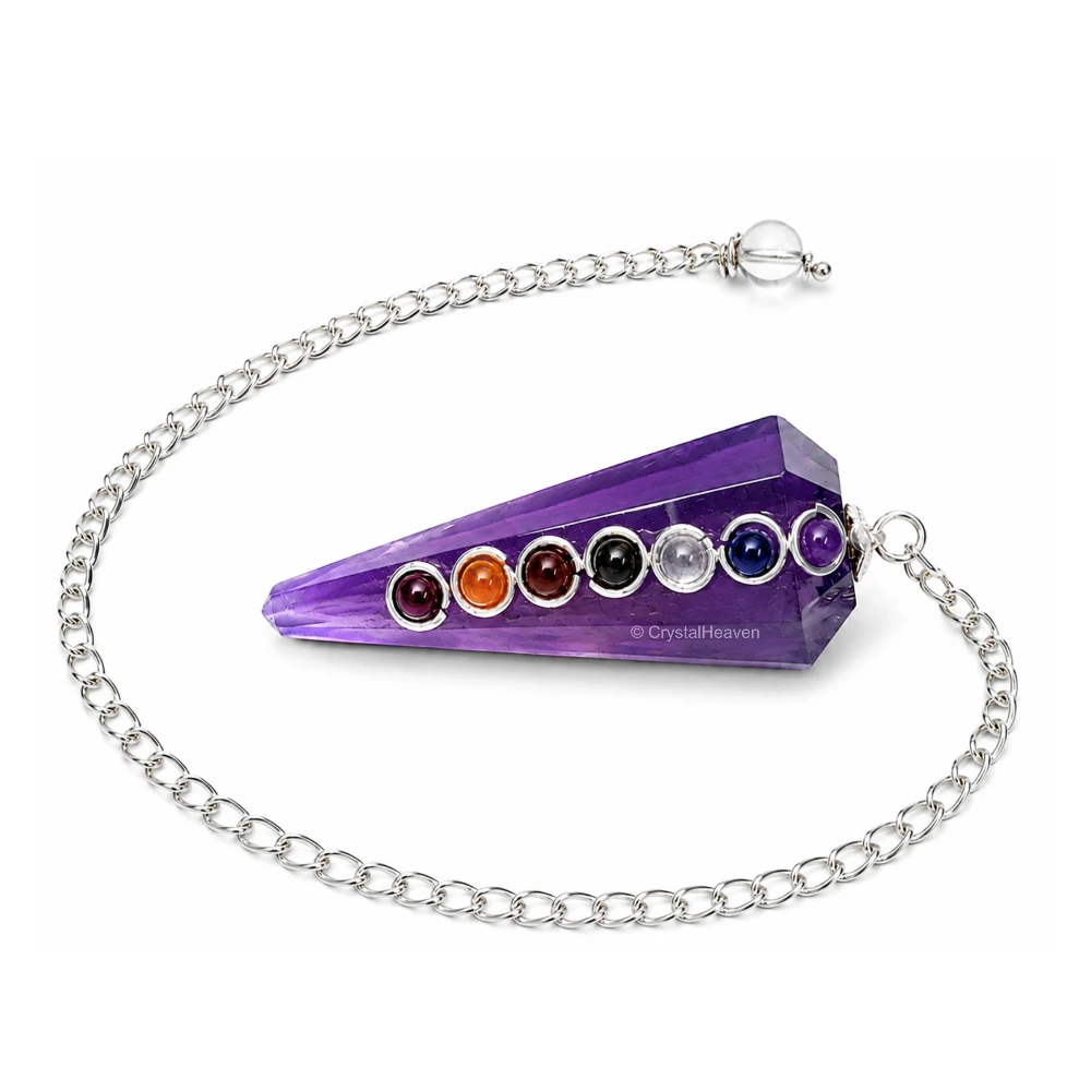 Amethyst Pendulum with Chakra Beads - Image 2