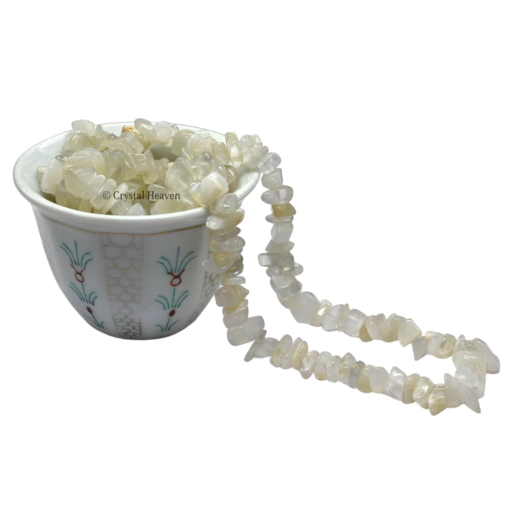 White Moonstone Chips - Pre Drilled - Image 2