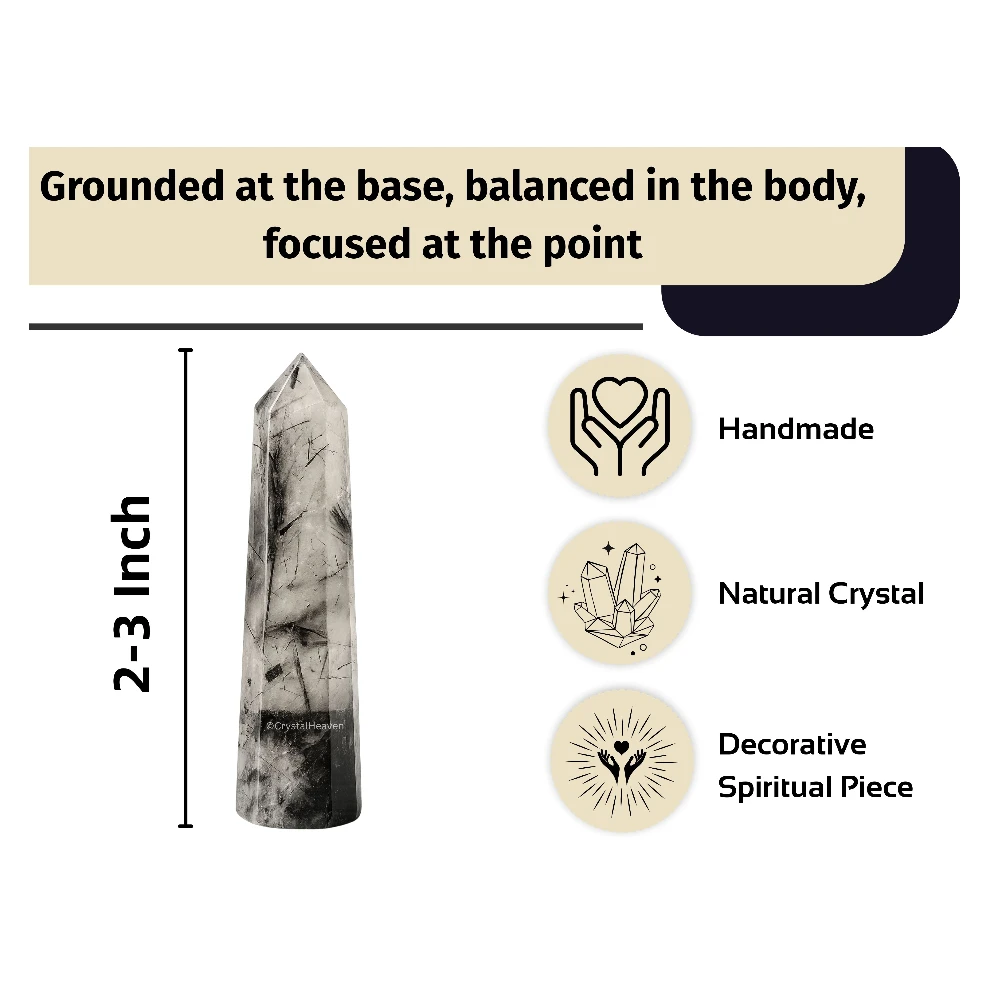 Black Rutilated Quartz Crystal Tower (2" to 3" inch) - Image 4