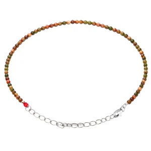 Unakite Bracelets - 2mm Faceted Beads (Silver)