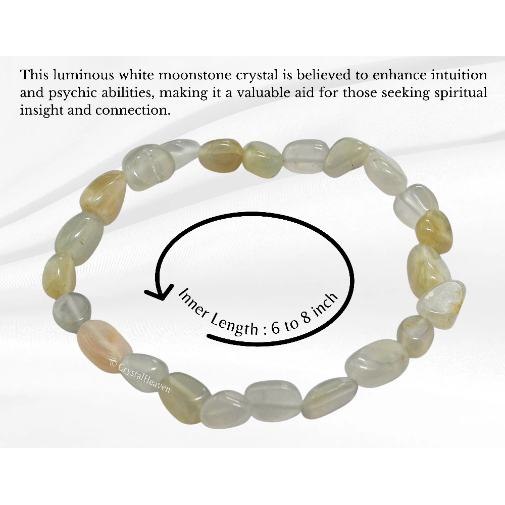 White Moonstone Tumbled Bracelet (Elastic) - Image 3