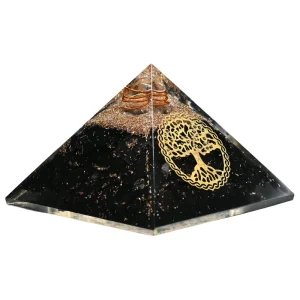 Black Tourmaline Orgone Pyramid (Vintage tree Of Life)