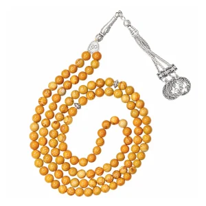 Yellow Jasper Crystal Tasbih (Silver)