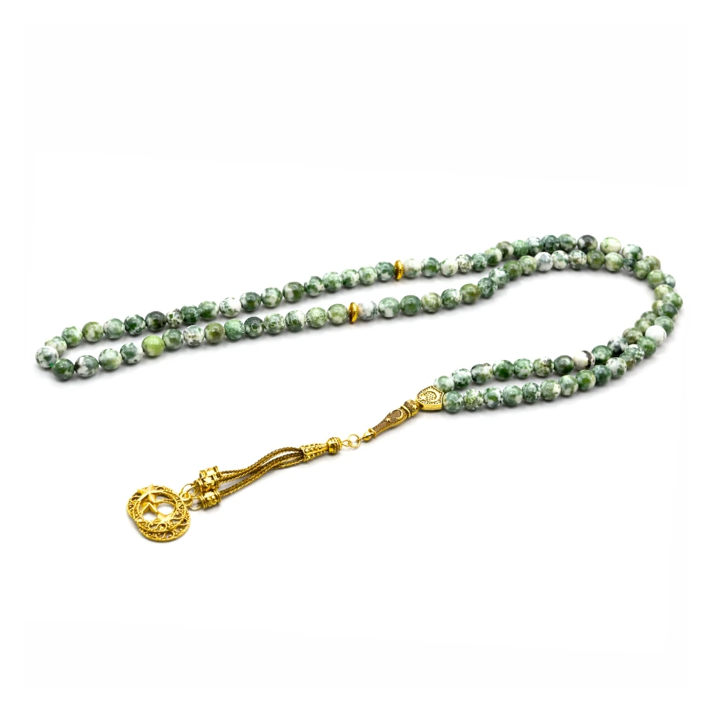 Tree Agate Crystal Tasbih (Gold) - Image 3