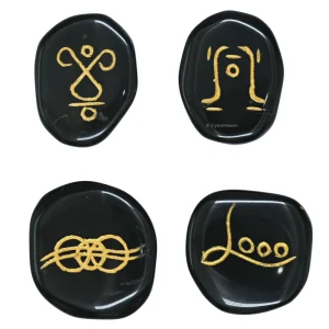 Black Agate Rainbow Reiki Stone - Set of 4