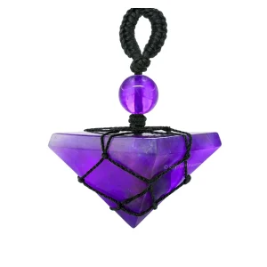 Amethyst Pyramid Macrame Pendant Necklace