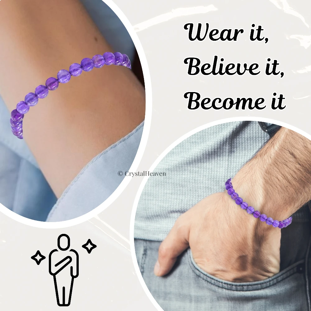 Amethyst Healing Crystal Bracelets - 6mm Beads (Adjustable) - Image 5
