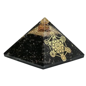 Black Tourmaline Orgone Pyramid (Chakra Metatron cube)