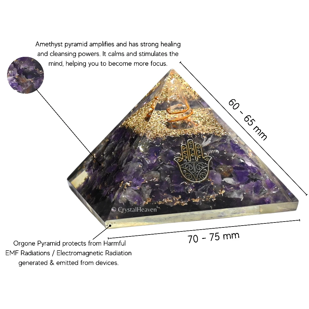 Amethyst Orgone Pyramid (Samll Hamsa) - Image 3