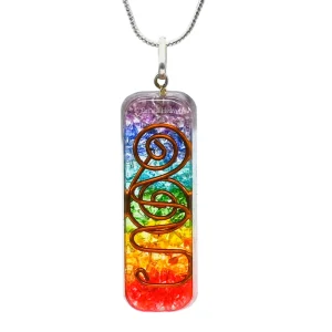 Chakra Onyx Crystal Orgone Pendant - Rectangle